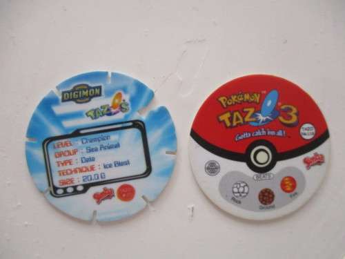 POKEMON AND DIGIMON SIMBA TAZOS  -  6 PIECES