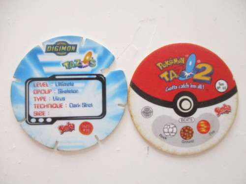 POKEMON AND DIGIMON SIMBA TAZOS  -  6 PIECES