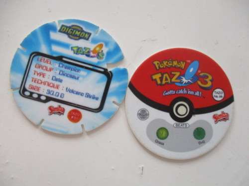 POKEMON AND DIGIMON SIMBA TAZOS  -  6 PIECES