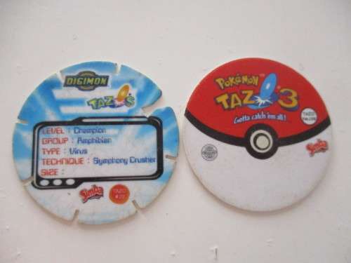 POKEMON AND DIGIMON SIMBA TAZOS  -  6 PIECES