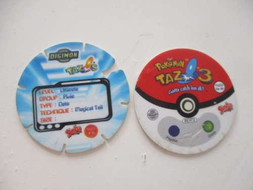 POKEMON AND DIGIMON SIMBA TAZOS  -  6 PIECES