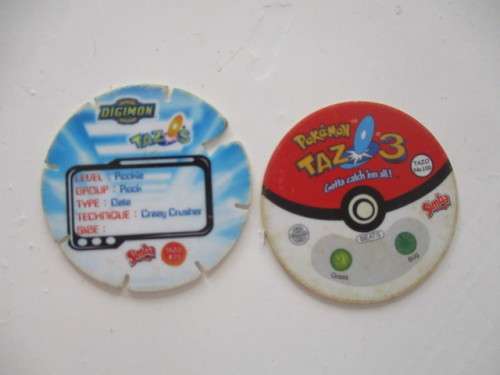 POKEMON AND DIGIMON SIMBA TAZOS  -  6 PIECES