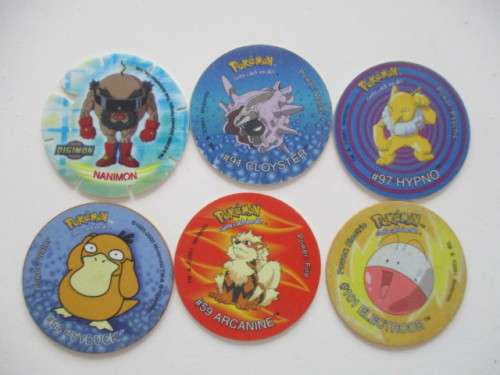 POKEMON AND DIGIMON SIMBA TAZOS  -  6 PIECES