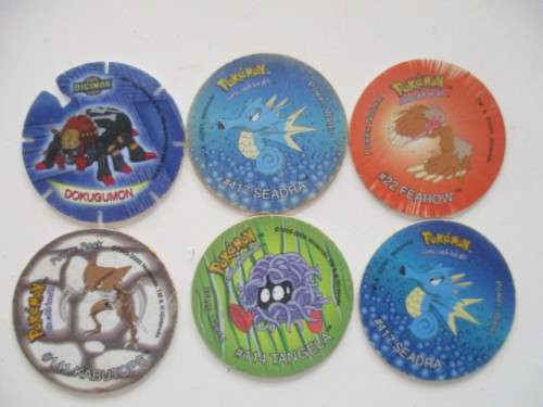 POKEMON AND DIGIMON SIMBA TAZOS  -  6 PIECES
