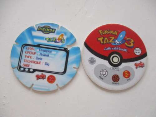POKEMON AND DIGIMON SIMBA TAZOS  -  6 PIECES