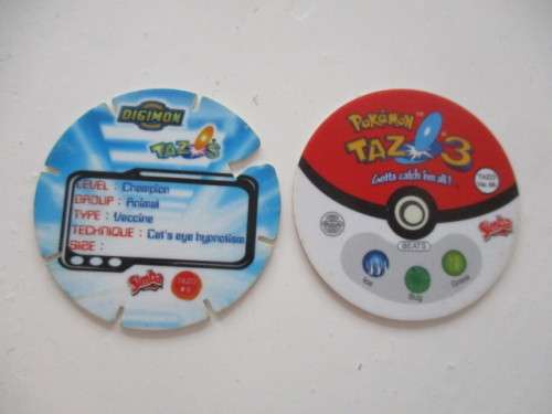 POKEMON AND DIGIMON TAZOS 6 PIECES