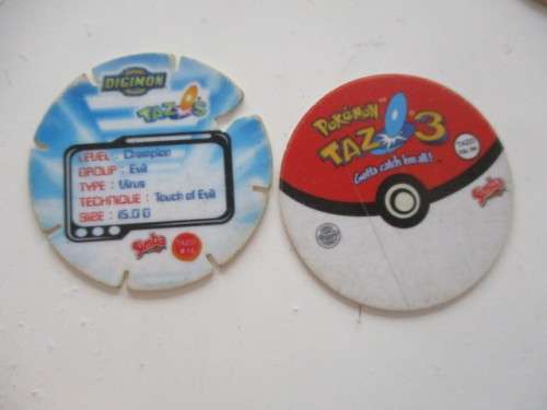 POKEMON AND DIGIMON SIMBA TAZOS  -  6 PIECES