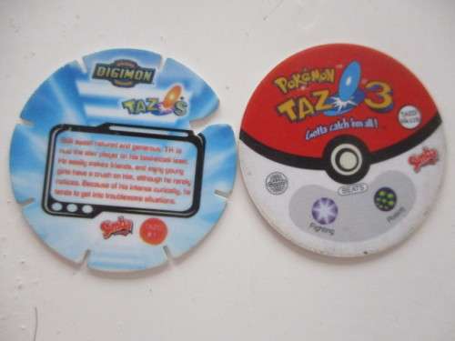 POKEMON AND DIGIMON SIMBA TAZOS  -  6 PIECES