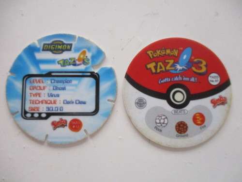 POKEMON AND DIGIMON SIMBA TAZOS  -  6 PIECES