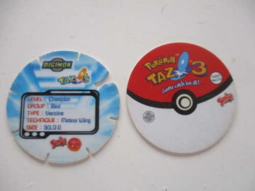 POKEMON AND DIGIMON SIMBA TAZOS  -  6 PIECES