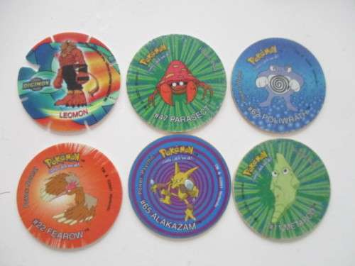 POKEMON AND DIGIMON SIMBA TAZOS  -  6 PIECES
