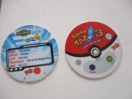 POKEMON AND DIGIMON SIMBA TAZOS  -  6 PIECES