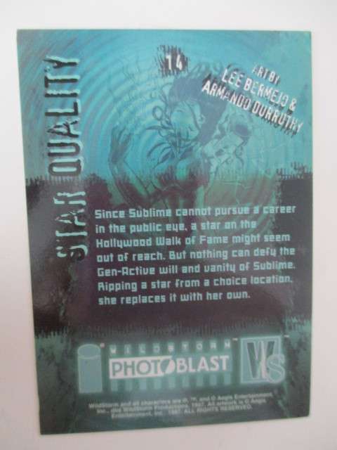 PHOTO BLAST   WILD STORM TRADING CARDS  - STAR QUALITY  NO 14