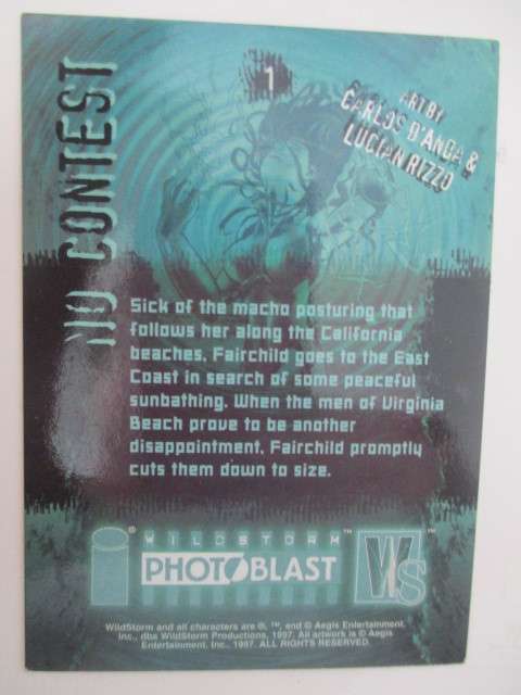 PHOTO BLAST WILD STORM TRADING CARDS  - NO CONTEST  NO. 1