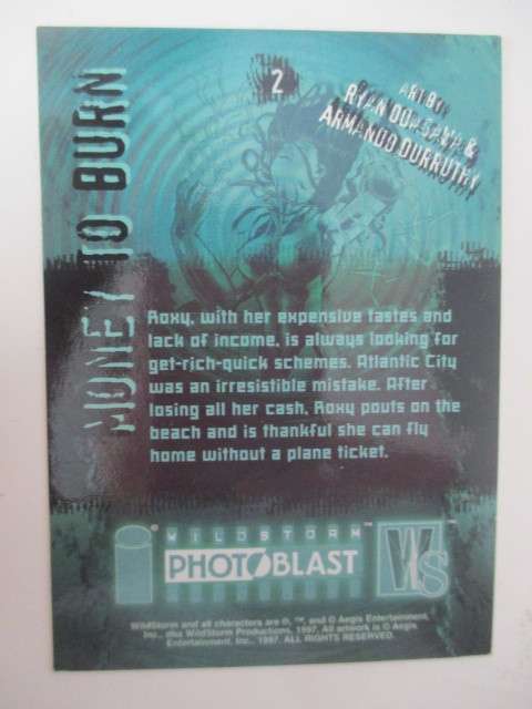 PHOTO BLAST WILD STORM  TRADING CARDS  - MONEY TO BURN NO. 2