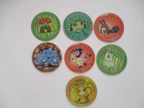 POKEMON 6 TAZOS AND 1  3D TAZO  - 7 PIECES