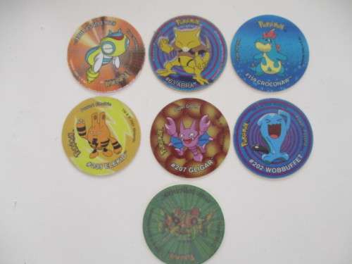 POKEMON 6 TAZOS AND 1  3D TAZOS - 7 PIECES