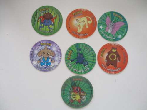 POKEMON 6 TAZOS AND 1 3D TAZO - 7 PIECES