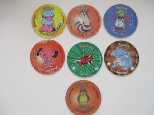 POKEMON 6 TAZOS AND 1  3D TAZO - 7 PIECES