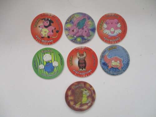 POKEMON 6 TAZOS  AND 1 3D TAZO - 7 PIECES