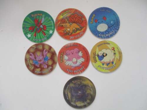 POKEMON 6 TAZOS AND 1 3D TAZO - 7 PIECES