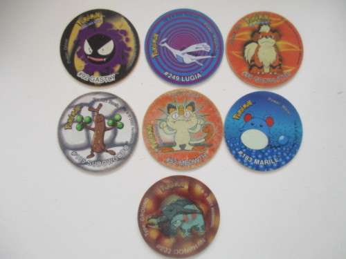 POKEMON 6 TAZOS  AND 1 3D TAZO - 7 PIECES