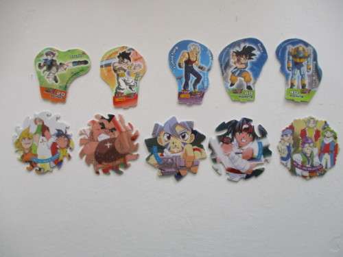 DRAGON BALL Z GT TAZOS  AND  SIMBA MEGA SPINNER TAZOS - 10 PIECES