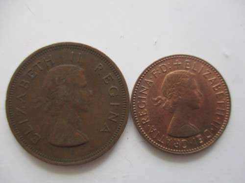 SOUTH AFRICA - 1 PENNY  1956  AND HALF PENNY  1967  (1)