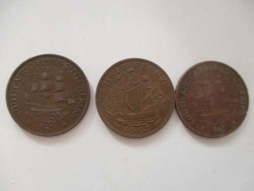 SOUTH AFRICA - 3 HALF PENNIES  -  1938 -  1959 -  1942  (10)