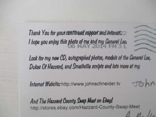 PRINTED AUTOGRAPH  JOHN SCHNEIDER - DUKES OF HAZZARD POSTCARD SIZE