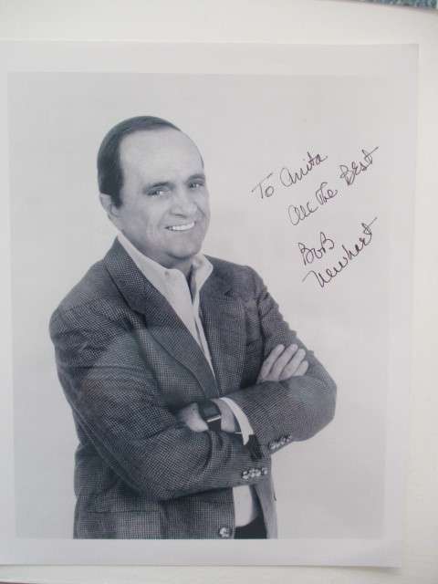 AUTOGRAPHED / SIGNED - BOB NEWHART AND SIGNED CARD  A4  SIZE