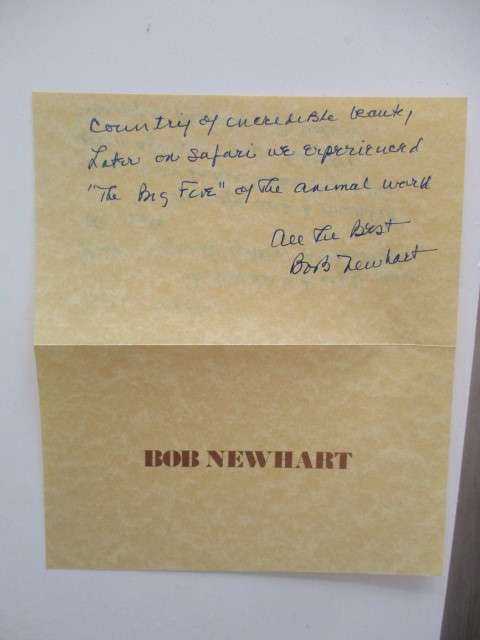 AUTOGRAPHED / SIGNED - BOB NEWHART AND SIGNED CARD  A4  SIZE