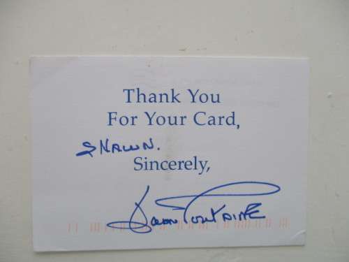 AUTOGRAPHED / SIGNED - JOAN FONTAINE  - A4 SIZE AND THANK YOU CARD