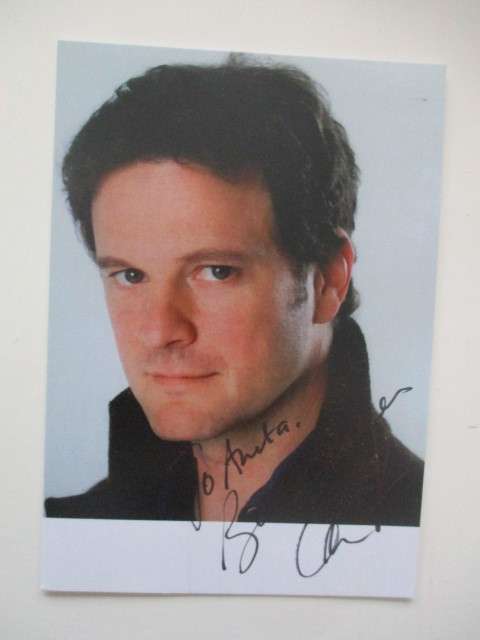 AUTOGRAPHED / SIGNED - COLIN FIRTH - MAMA MIA LARGER THAN POSTCARD