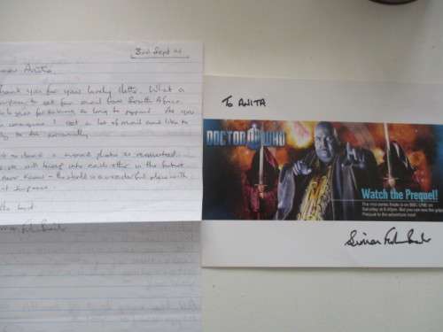 AUTOGRAPHED / SIGNED - SIMON FISHER-BECKER AND LETTER DR. WHO.