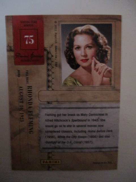 AUTOGRAPHED / SIGNED - RHONDA FLEMING - PANINI COLLECTORS CARD
