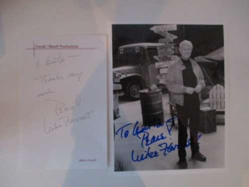 AUTOGRAPHED / SIGNED - MIKE FARRELL - FROM M.A.S.H  A4 SIZE AND NOTE