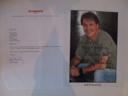 AUTOGRAPHED / SIGNED - JEFF FOXWORTHY - ACTOR AND LETTER A4 SIZE