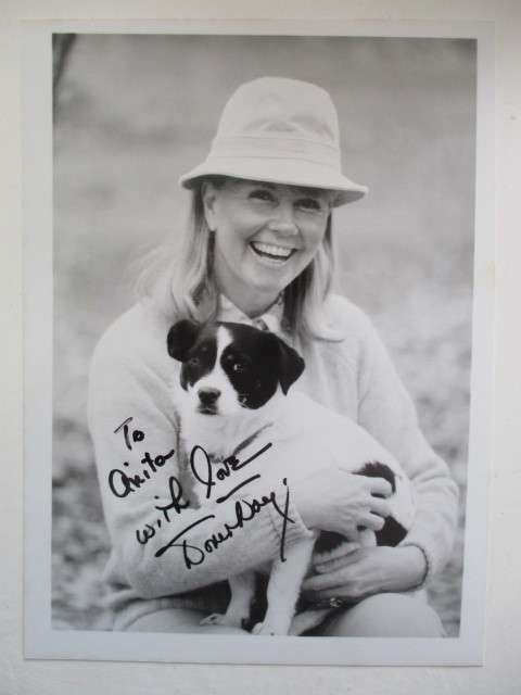 AUTOGRAPHED / SIGNED - DORIS DAY   -   13 CM X 18 CM