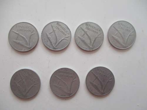 ITALY  10 LIRA  X 7  COINS PLOUGH AND WHEAT - VARIOUS YEARS FROM 1952