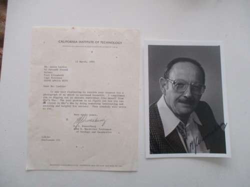 AUTOGRAPHED/SIGNED - PROFESSOR OF GEOLOGY G.J. WASSERBURG INVOLVED WITH THE APOLLO  PROJECTS!!!!