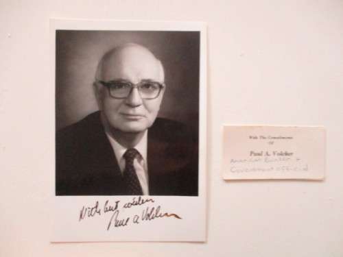 AUTOGRAPHED / SIGNED - PAUL A. VOLCKER - CHAIRMAN OF FEDERAL RESERVE UNDER JIMMY CARTER