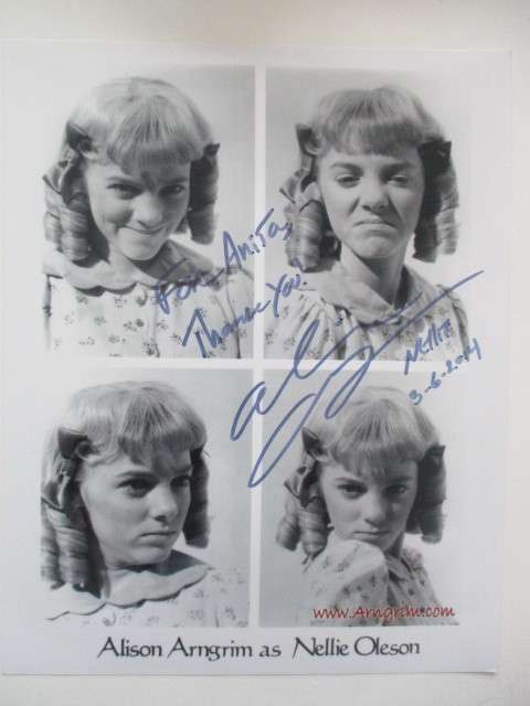 AUTOGRAPHED / SIGNED - ALISON ARNGRIM AS NELLIE OLESON   - LITTLE HOUSE ON THE PRAIRIE A4 SIZE