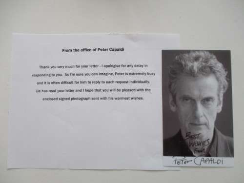 PRINTED AUTOGRAPH   PETER CAPALDI- DR. WHO POST CARD SIZE