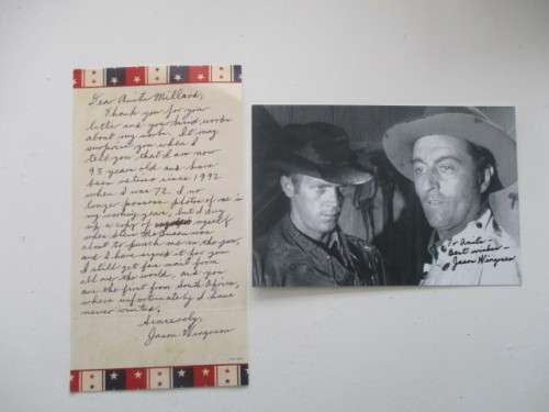 AUTOGRAPHED / SIGNED - JASON WINGREEN - WESTERN ACTOR AND LETTER