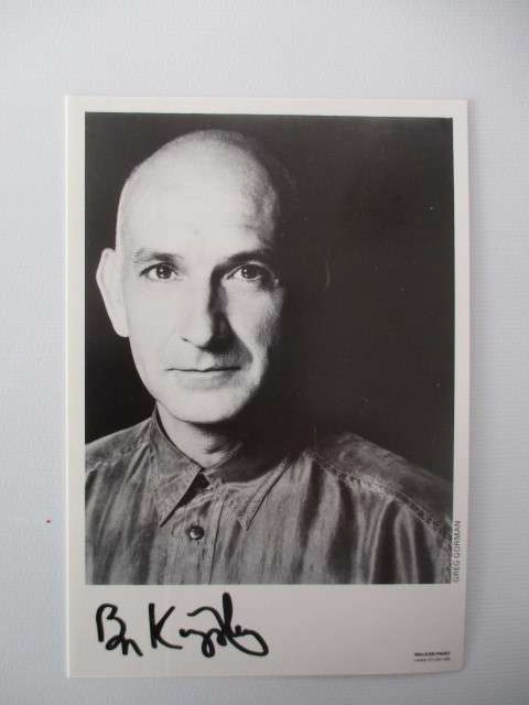 AUTOGRAPHED / SIGNED - SIR BEN KINGSLEY - GANDHI BIT BROADER THAN POST CARD