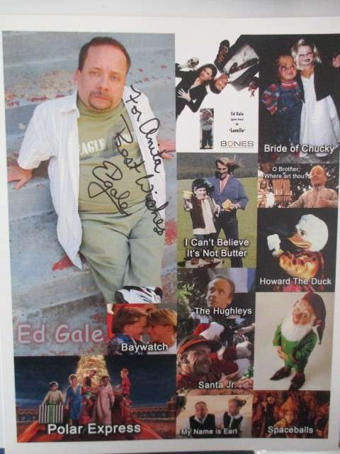 AUTOGRAPHED / SIGNED - ED GALE -  IS  **CHUCKY***   IN CHILDS PLAY A4 SIZE AND FREE CHUCKY MASK!!!!