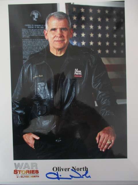 AUTOGRAPHED / SIGNED - OLIVER NORTH -  MILITARY VETERAN AND AUTHOR A4 SIZE