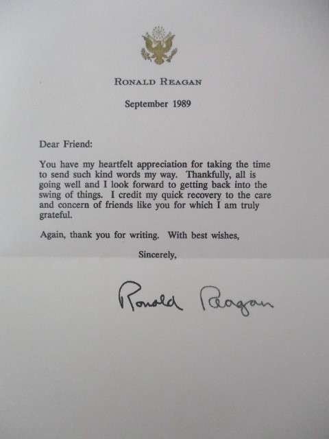 LETTER  PRE PRINTED  - PRESIDENT RONALD REAGAN 1989