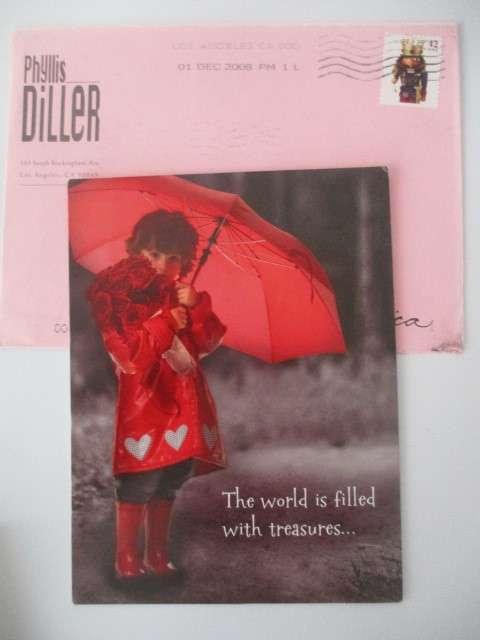 AUTOGRAPHED / SIGNED - XMAS CARD CLASSIC ACTOR  PHYLLIS DILLER
